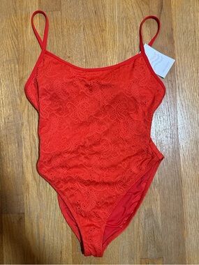Dippin' Daisy's Red Crochet One-Piece Swimsuit